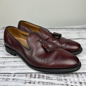 Allen Edmonds Astor 1177 Men's 10 D Wine Leather Slip On Tassel Loafers Shoes